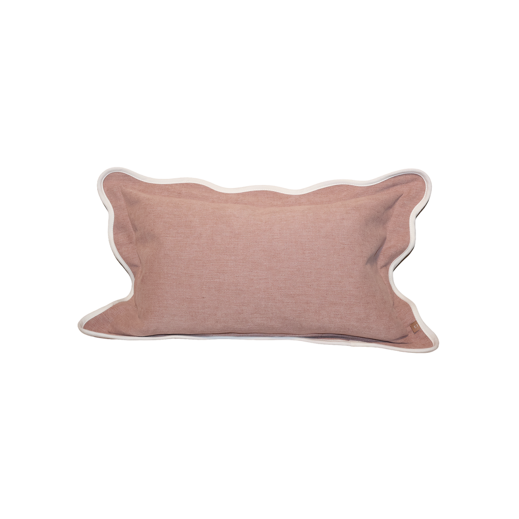 Chloe Dusty Pink Scalloped Edge Rectangular Cushion