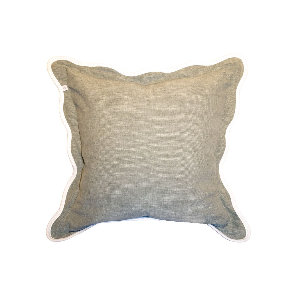 Chloe Sage Green Scalloped Edge Cushion