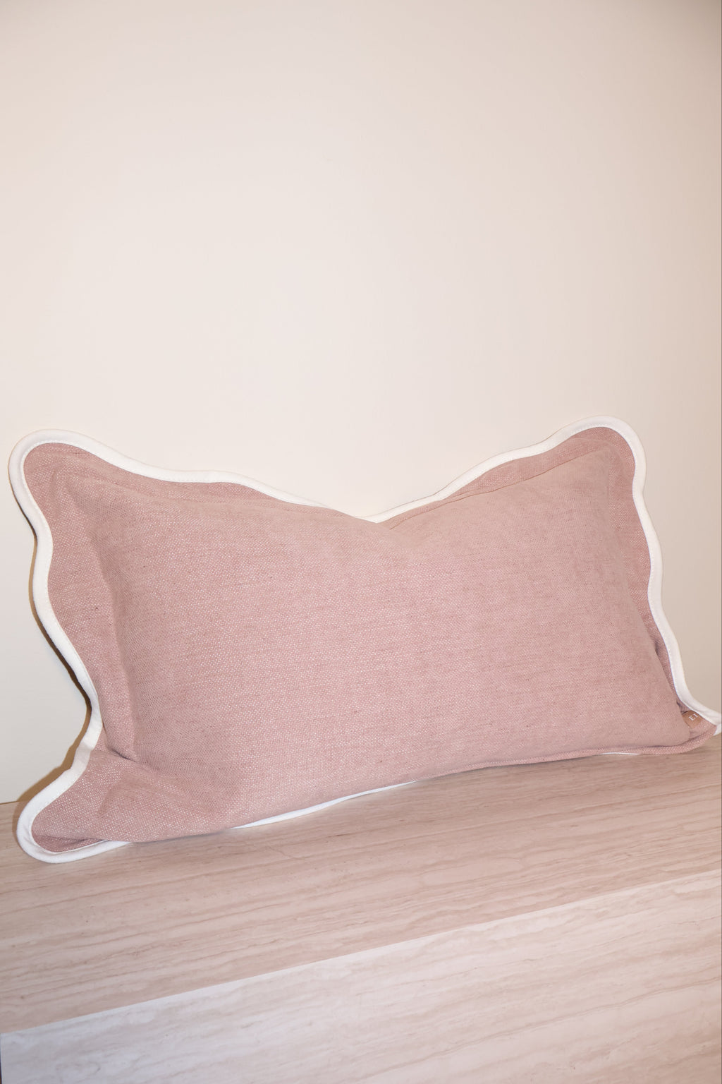 Dusty Pink Scalloped Rectangular Cushion